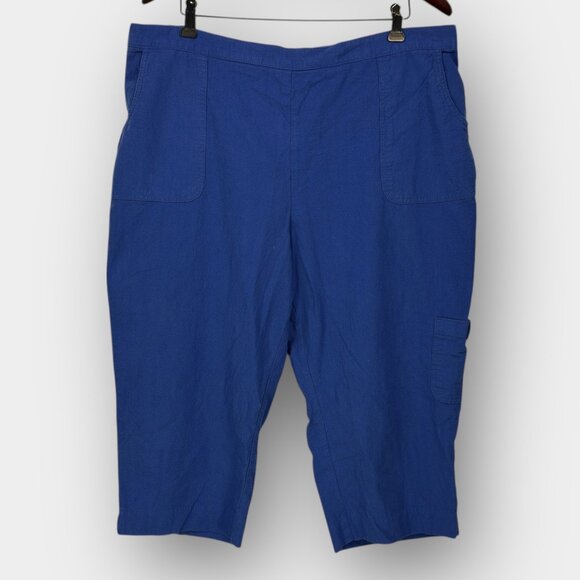 Classic Editions Blue Capri Pants Women XXL Pull On Elastic Waist Cargo Pocket - Picture 1 of 9